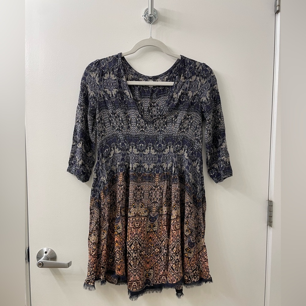 Urban Outfitters Ecote Brand Long Sleeve Print Mini Dress